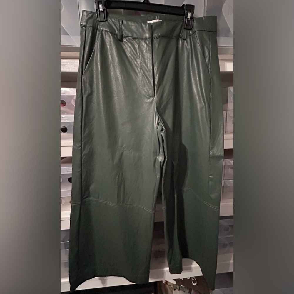 Tyler Boe Forest Green Faux Leather Pants